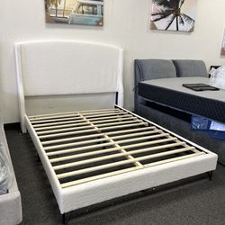 Queen Size White Bed Frame No Box Spring Required 