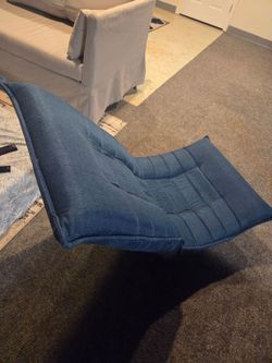 Blue Fabric Floor Recliner Lounge Chair
