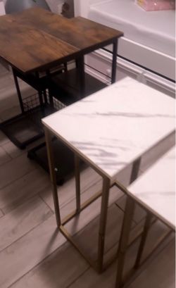 SIDE TABLES 2 GOLD/MARBLE 2 BROWN/BLACK