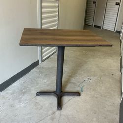 INDUSTRIAL STYLE RESTAURANT DINING TABLE - High Quality Restaurant Table With Wood Top & Cast Iron “X-PRONG” Base (24” X 30”)
