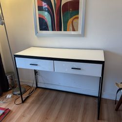Modern Elegant White & Black Console Table with 2 Drawers