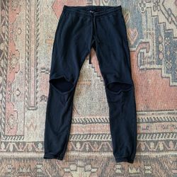 Michael Lauren Black Ripped Low-Rise Joggers