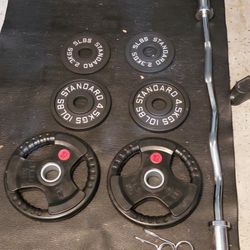 Olympic Curl Bar And 80lbs 