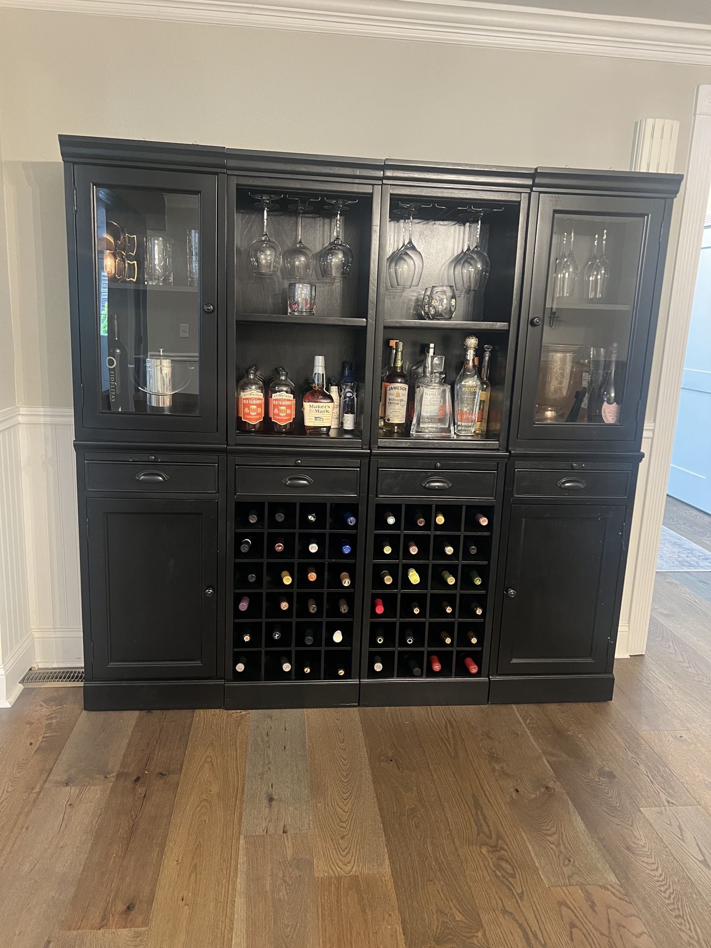 Pottery Barn Modular Bar Hutch/Cabinet with Wine Rack (like new)