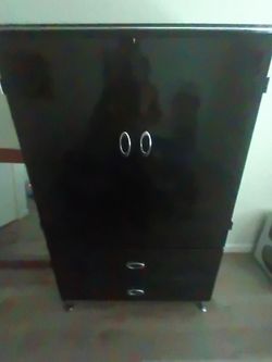Black Wood Armoire with Drawers