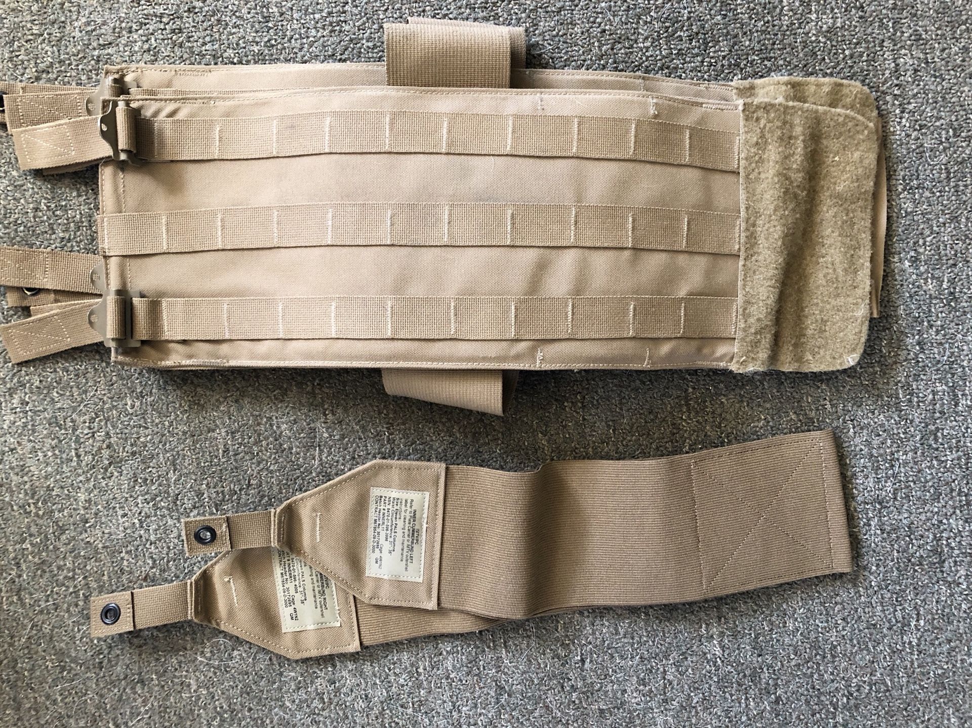 Usmc CIF issue inner outer cummerbunds PC IMTV tactical military gear medium