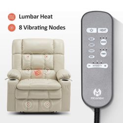 Brand New Beige Recliner Chair with Full Recline, Vibration Massage 