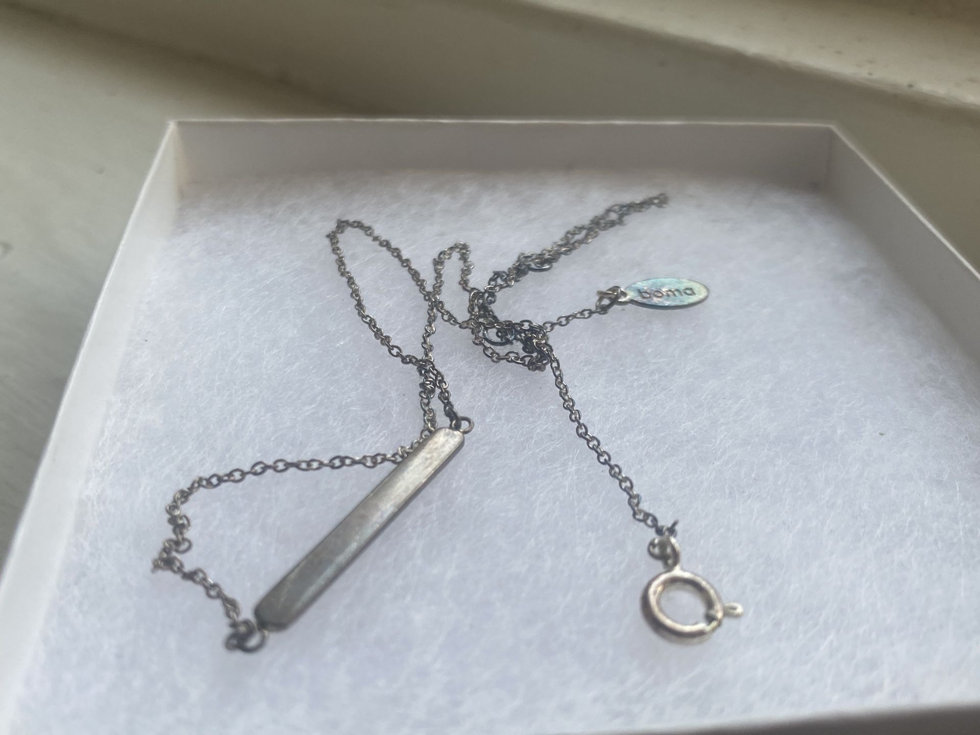 Boma Jewelry Sterling Silver Bar Pendant Necklace