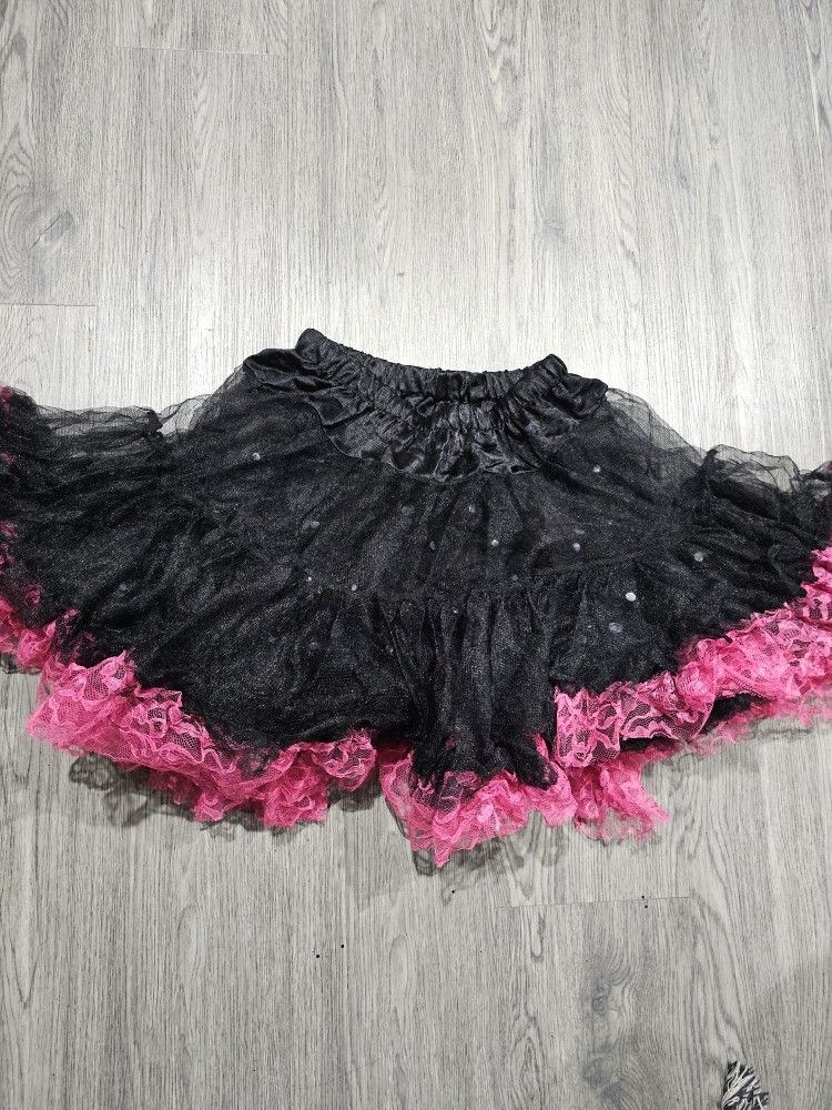 Adult Women's Magenta & Black Petticoat Tutu Skirt Costume