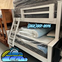 Twin Full White Bunk Bed With Mattresses Colchones Litera 