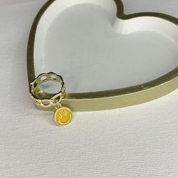 Yellow Smile Face Gold Ring 