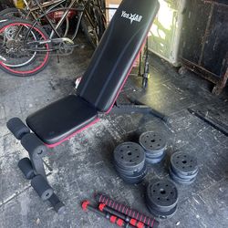 Adjustable Weight Bench + 40 lb Dumbbell Set – Home Gym