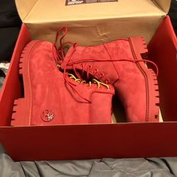 Timberland Heritage 6 In Waterproof Boots Dark Red Nubuck 