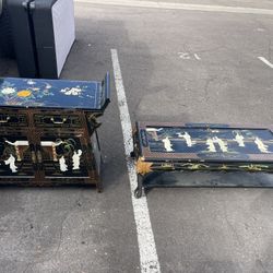 Antique Black Lacquer Chinese Furniture With Mother-Of-Pearl Inlays