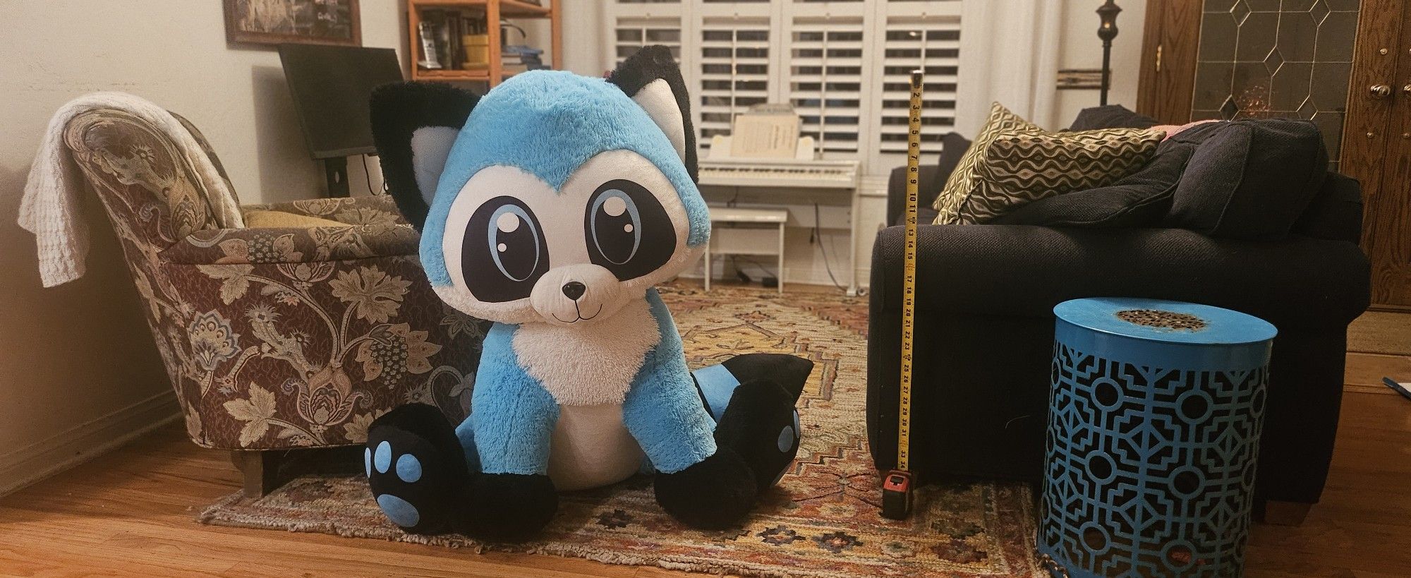 36 Inch Stuff Plush Blue Raccoon