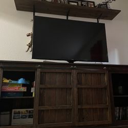 TV Stand With Barn Doors And Bookshelf 