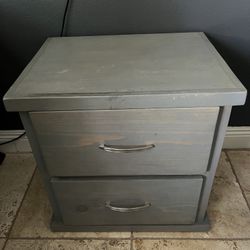 Grey Wood Nightstand 