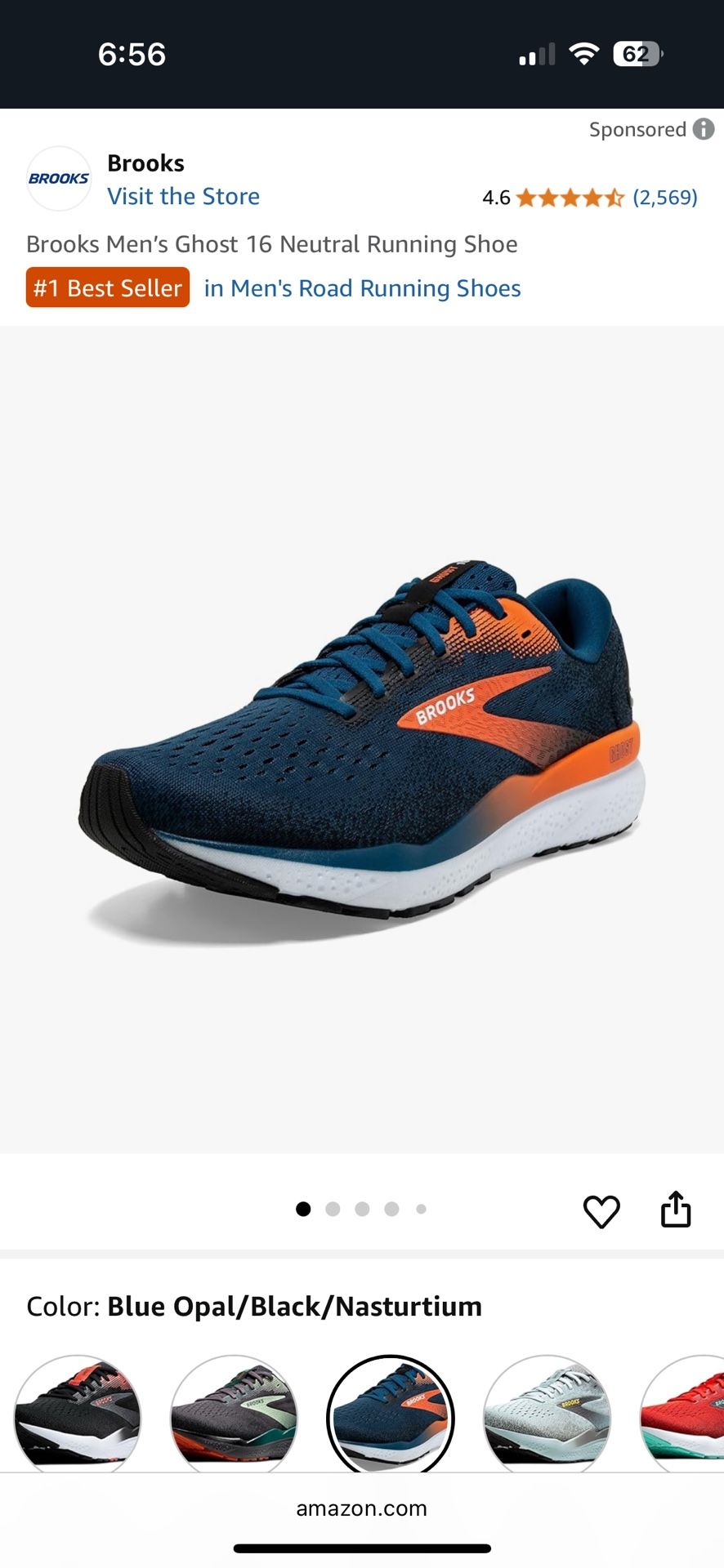 (New) Brooks Running Ghost 16 - Blue Opal/Black Color - Men’s Size 10.5