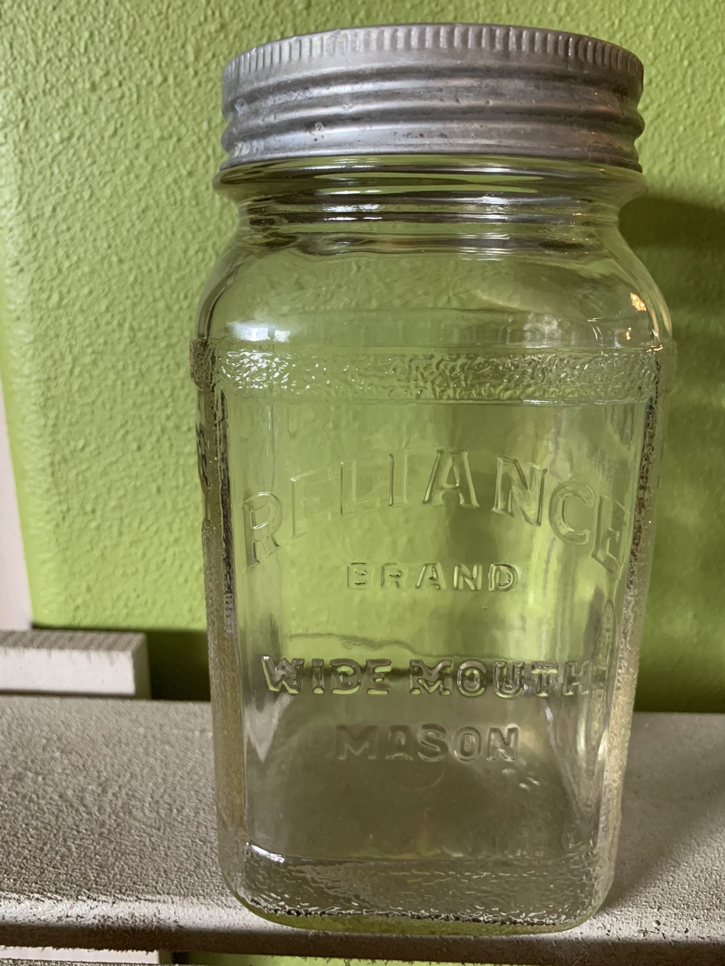 Antique Reliance Wide Mouth Mason jar
