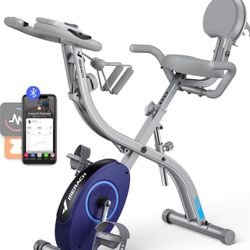 MERACH Folding Exercise Bike for Home - 4 in 1 Magnetic Stationary Bike with16-Level Resistance, Exclusive APP, 300LB Capacity and Large Comfortable S