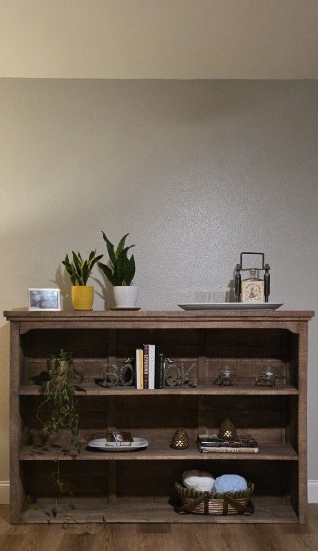 Vintage Rustic Solid Wood Bookcase | Timeless 3-Tier Shelf Unit | Handcrafted Storage