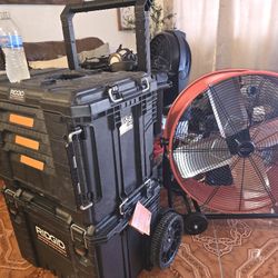 Industrial Metal Floor Fan  New In Box $119 & Ridgid Packout  Double Piece $145.or All For $250 Cash