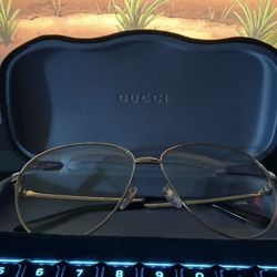Gucci Golden Metal Aviator Authentic Gucci designer eyeglasses, worn only once, in excellent condition.   Classic and elegant aviator style. 