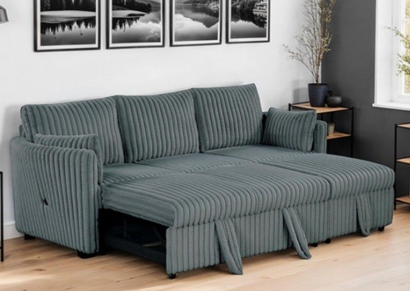 Brand New Dark Grey Adjustable Sectional Sofa Sleeper