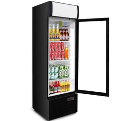 Bluelinecool Commercial Refrigerators Glass Door, 9 Cu.Ft Upright Commercial Beverage Fridge with Front LED Light, Display Refrigerator for Beer, Bar,