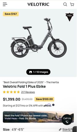 Velotric Fold 1 Plus E-Bike – Brand New (Still in Box) any color