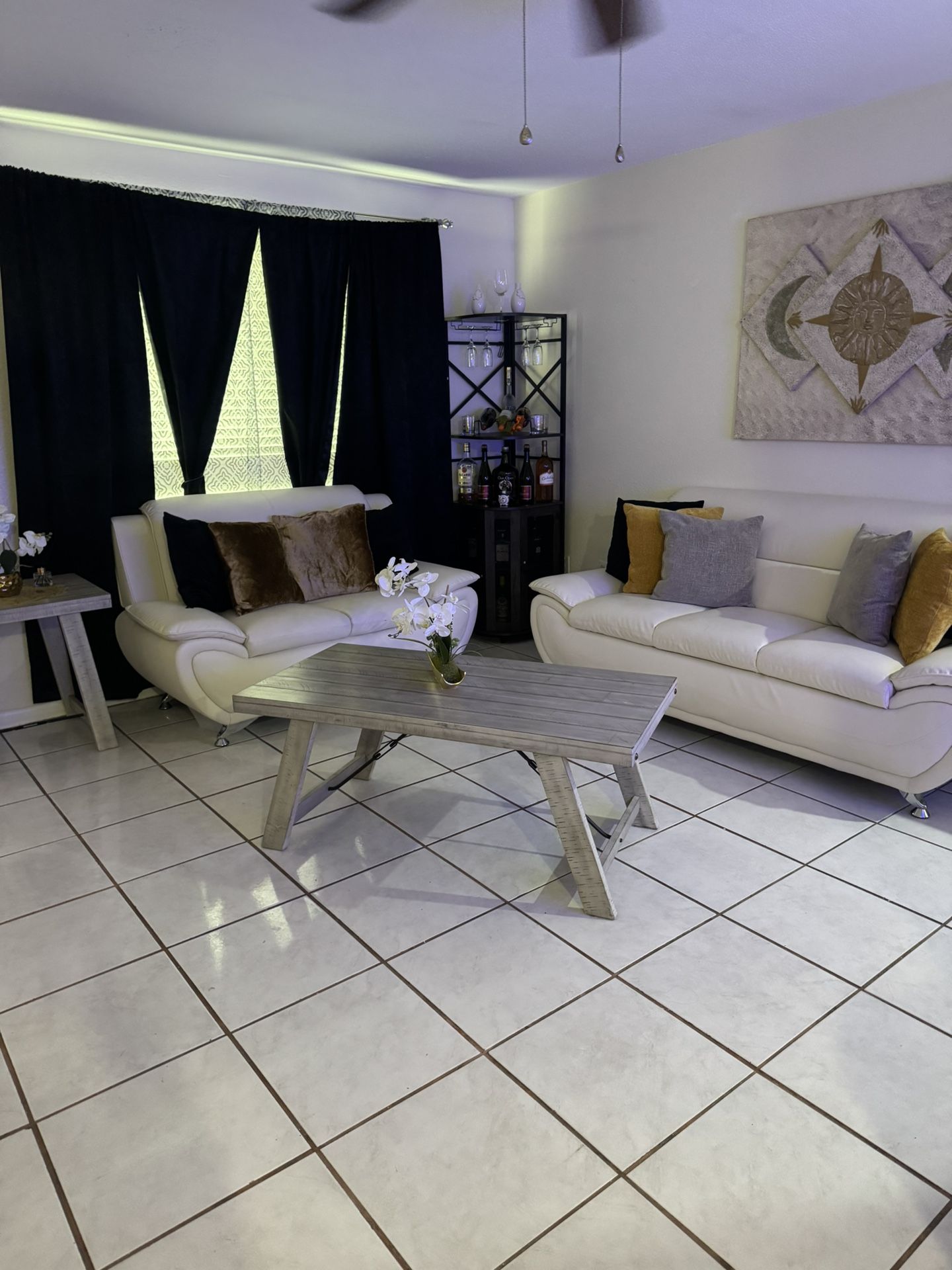 Faux Leather Sofa Couch Set, Living Room Sofa and Loveseat Set