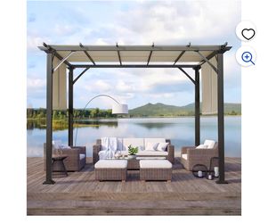 10' x 10' Outdoor Pergola, Gazebos for Patio, Outdoor Patio Steel Frame Pergola with Shade Canopy for Patio, Garden, Deck