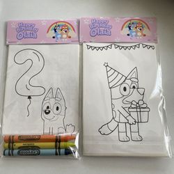 Personalized Party Favors Coloring Sheets Bluey / Curious George 