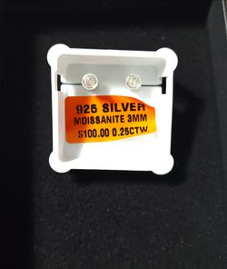 925 Silver Moissanite Stud Earrings 3mm
