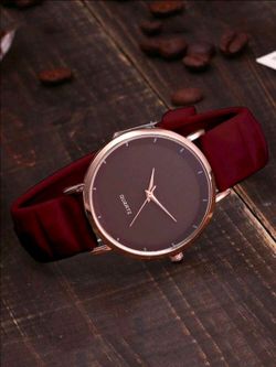 Women's Minimalist Quartz Watch Rose Gold Case Coffee Brown Silicone Strap Casual Wristwatch
Elevate your everyday style with this elegant women's qua