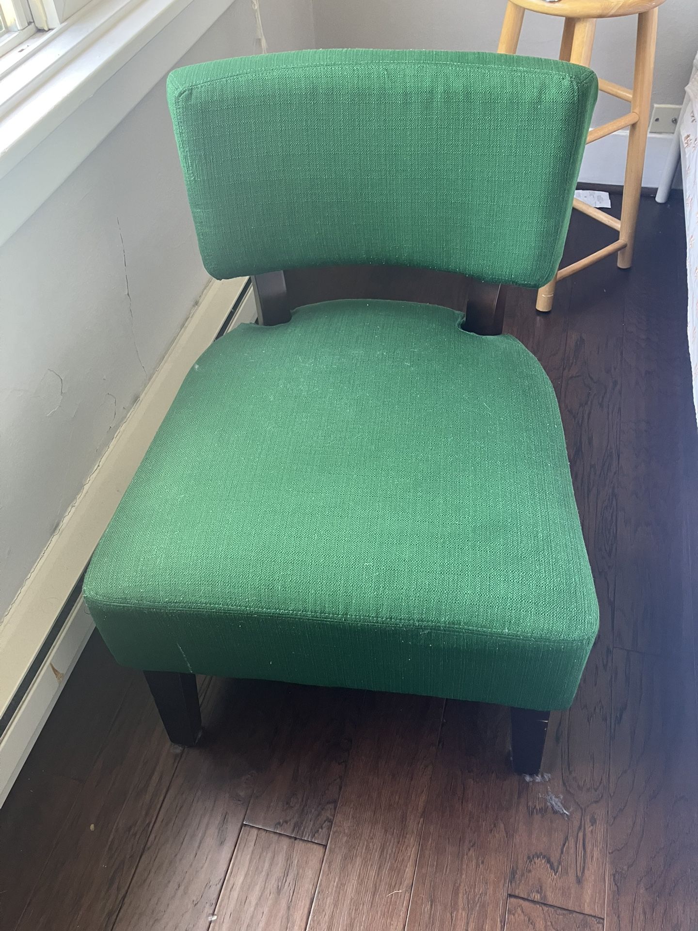 Green Cushion Chair With Wood Legs