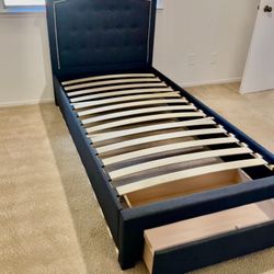 Twin New Storage Platform Bed With Nice Mattress 