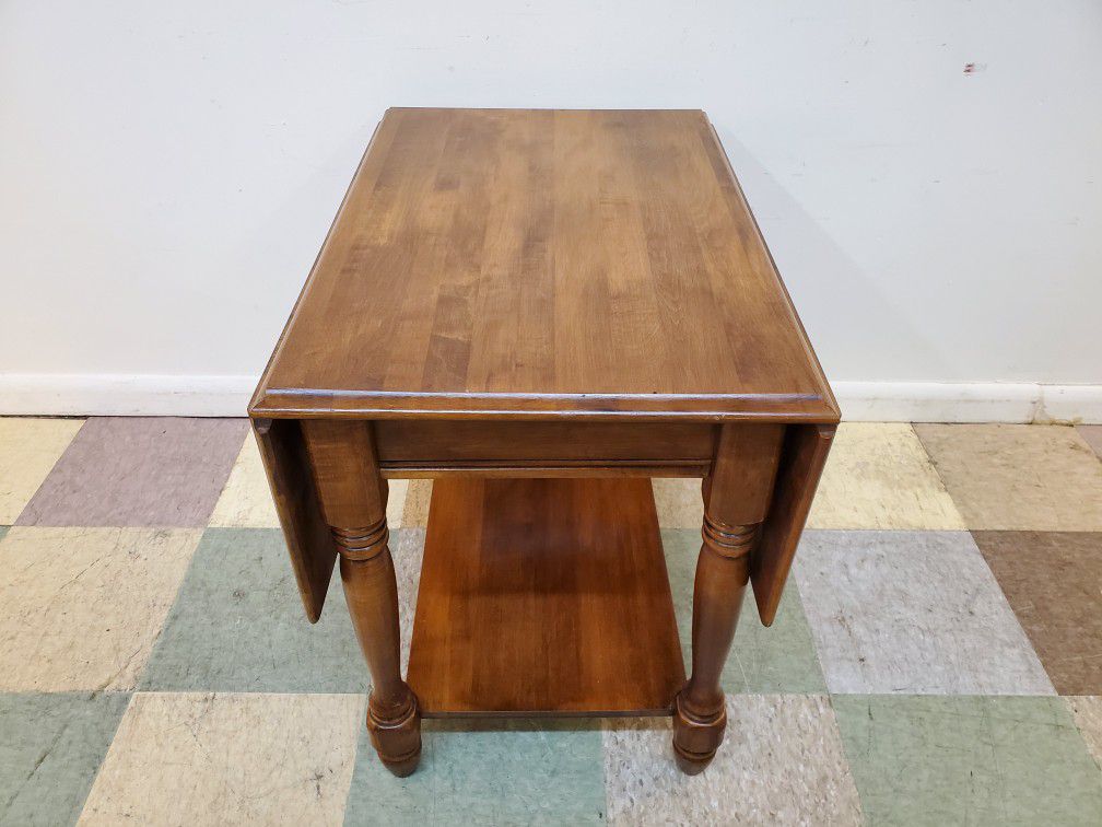 Vintage Solid Maple Drop Leaf End Table