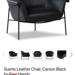 Four hands 
Suerte Leather Chair, Carson Black