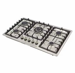 5-Burner Gas Cooktop Stainless Steel, Natural Gas Hob With Flame Failure Protection & Electronic Ignition, 5 Independent Knob Controls, NG Gas Stove, 