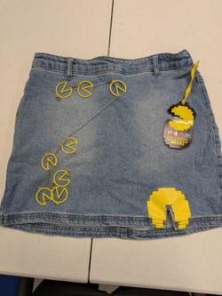Pac-Man Justice Denim Skirt XL (16/18) Blue