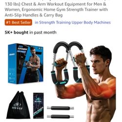 Twister Arm Trainer, Adjustable 5 Resistance Levels (40-130 lbs) Chest & Arm Workout Equipment for Men & Women, Ergonomic Home Gym Strength Trainer wi