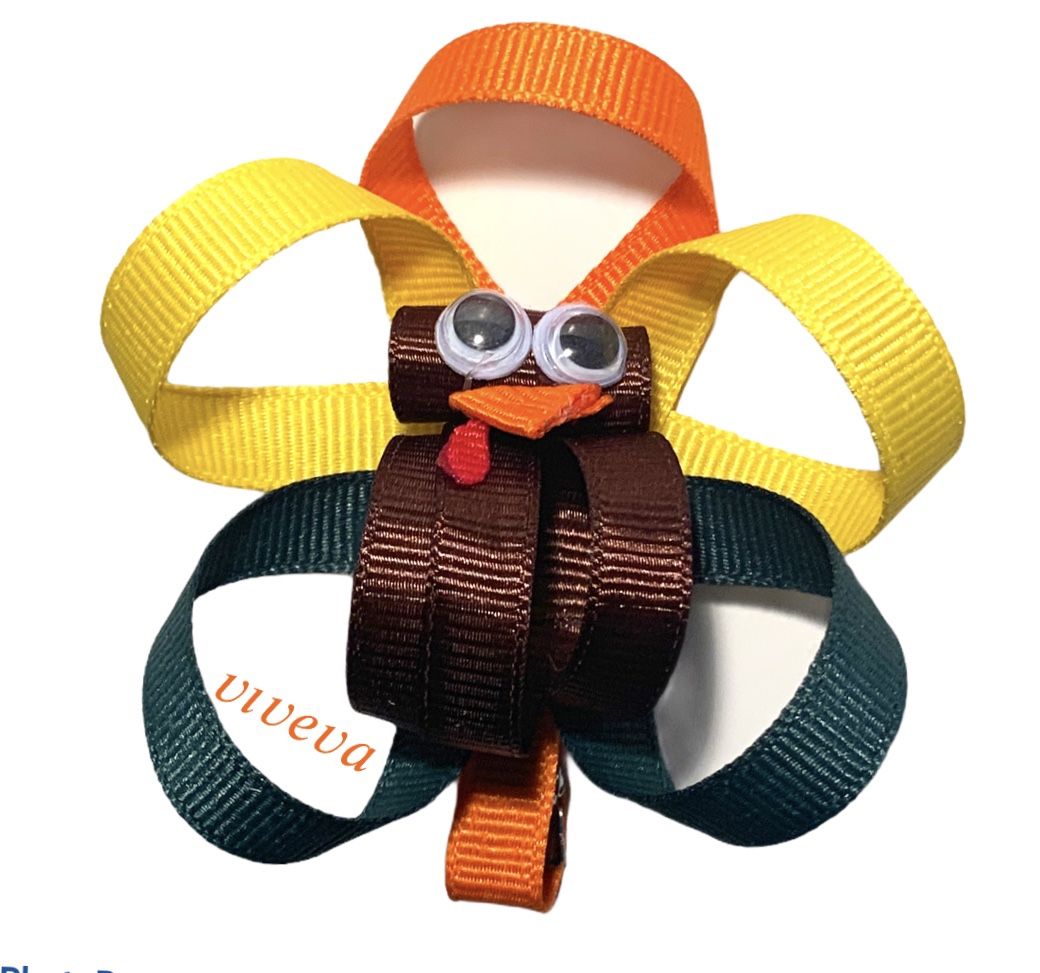 Thanksgiving turkey hair clip (handmade)