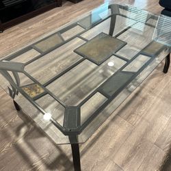 Glass And Metal Frame Living Room Or Patio Table