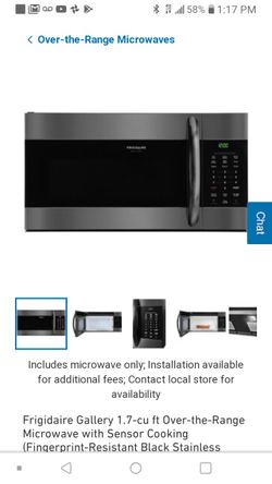 Frigidaire Gallery 1.7-cu ft Over-the-Range Microwave with Sensor Cooking (Fingerprint-Resistant Black Stainless Steel) FGMV176NTD