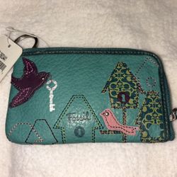 Fossil  Leather Keychain Coin Wallet