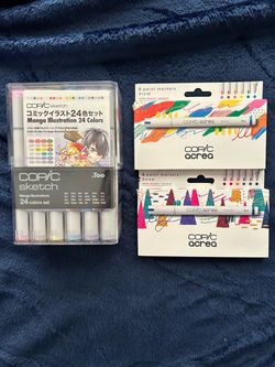 Lot of 3 - BRAND NEW Copic Sketch Manga  Illustration Markers 24 Pack & two packs of Copic Acrea Markers