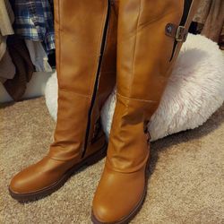 Faux Leather Burnt Tan Boots Size 7