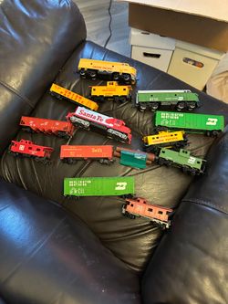Vintage Trains and town buildings