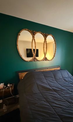 Vintage Triple Oval Ornate Gold Mirror